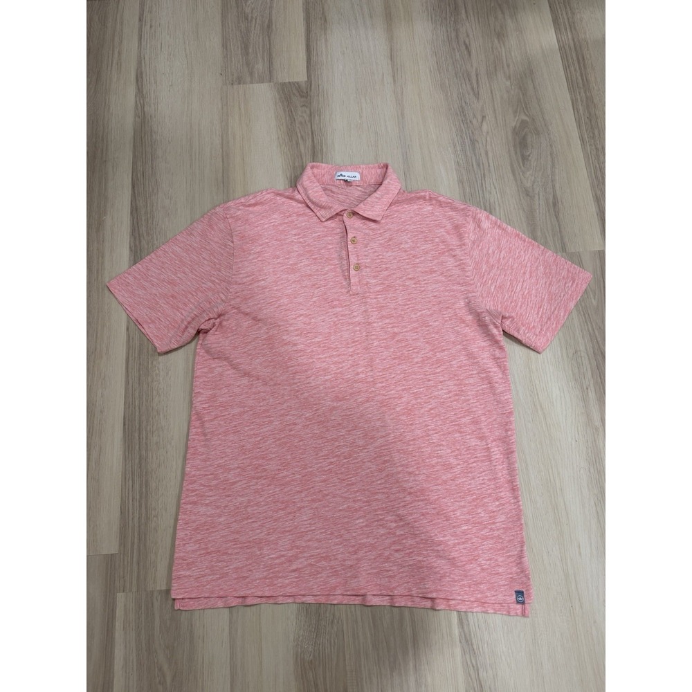 Peter Millar Seaside Slub Mens Large Pink Performance Golf Polo Shirt